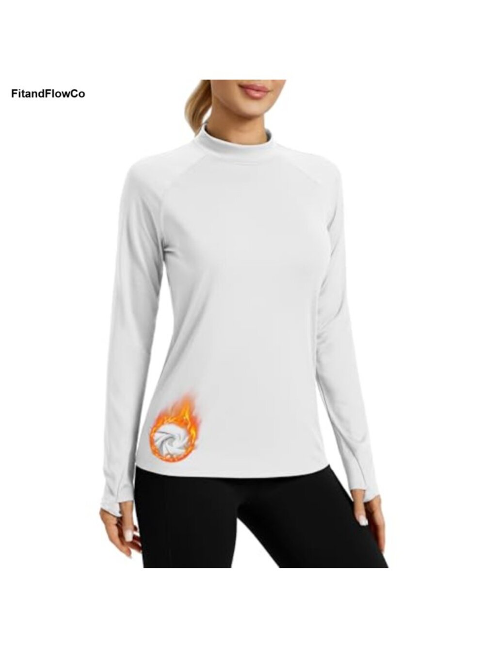 Fleece Lined Mock Neck Base Layer Thermal Thumbholes